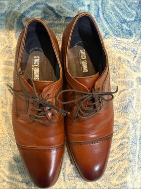 Stacy Adams Tan Brown Leather Cap-Toe Derbys